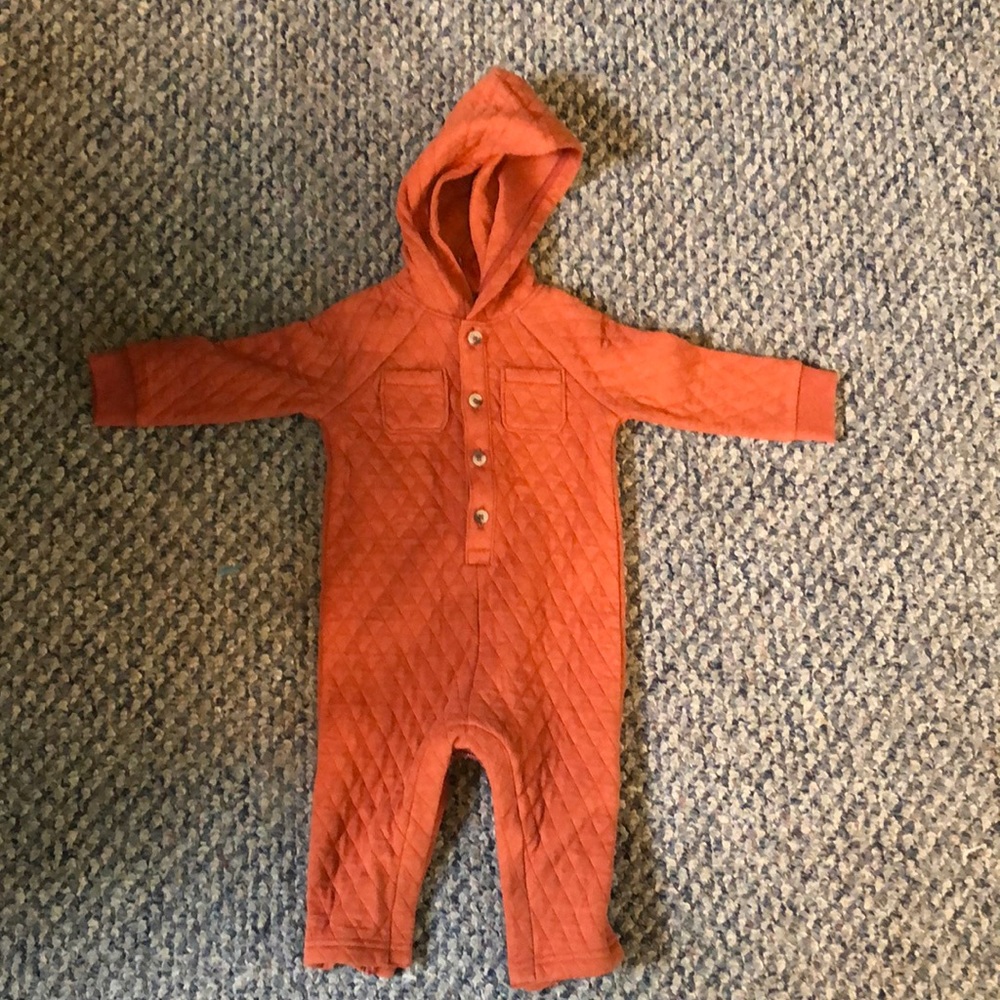 Long sleeve, snap, quilted romper.